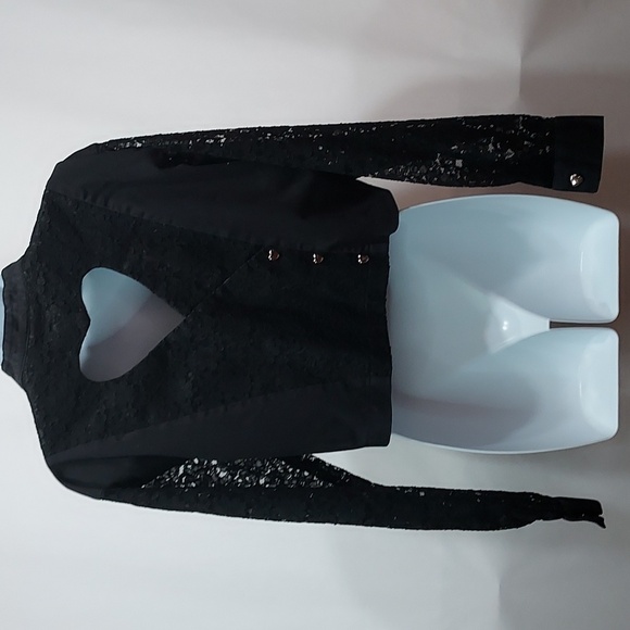 Elegant Black Lace Bomber Jacket - Picture 2 of 2